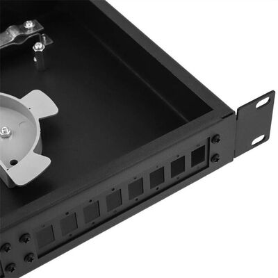 Fixed Rack Mount ODF Fiber Optic Patch Panel 1U 12 Port dengan panel Adaptor