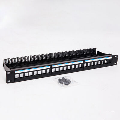 Panel Patch Keystone UTP 1U Hitam 24 Port CAT6 Jack RJ45 Kosong