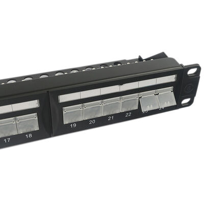 1U 24 Port Keystone Panel Patch Tanpa Pelindung Keystone RJ45 Tahan Debu