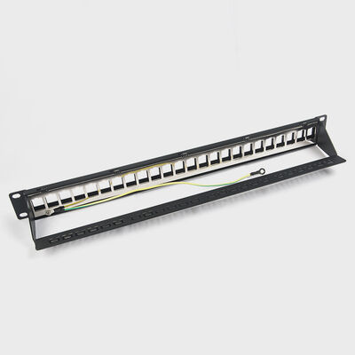 Panel Patch Jaringan RJ45 24 Port 1U Keystone C5 / C5E C6 Dengan Bilah Manajemen