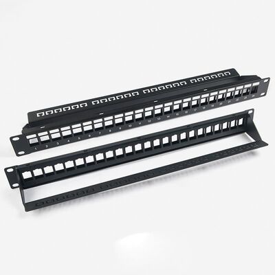 Panel Patch Jaringan Kosong Panel Patch RJ45 24 Port 1U Tanpa Pelindung