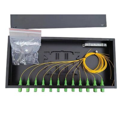 12 Port Fiber Patch Panel ODF 1U Kotak Terminal Serat Optik SC Pigtail Adapter