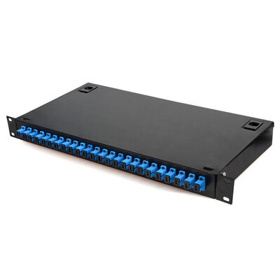 24 Port 1U Rack Mount Fiber Optic Patch Panel Dengan Adaptor SC / UPC