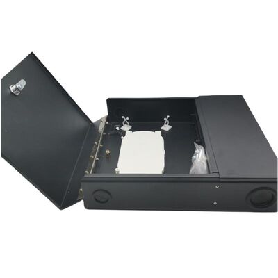 12/24/48cores 2door Black Optical Wall Mount Fiber Enclosure Dengan Kumparan dan Pelat Adaptor