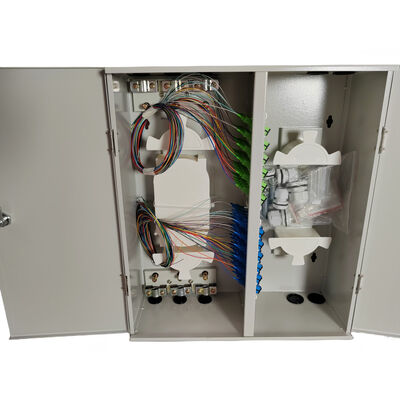 Mudah Instalasi Pintu Berganda 72 Port Wall Mount Metal Fiber Enclosure