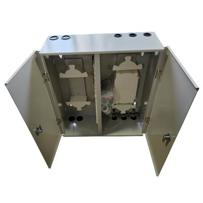 Mudah Instalasi Pintu Berganda 72 Port Wall Mount Metal Fiber Enclosure
