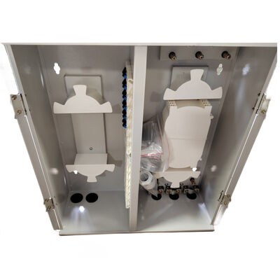 Mudah Instalasi Pintu Berganda 72 Port Wall Mount Metal Fiber Enclosure