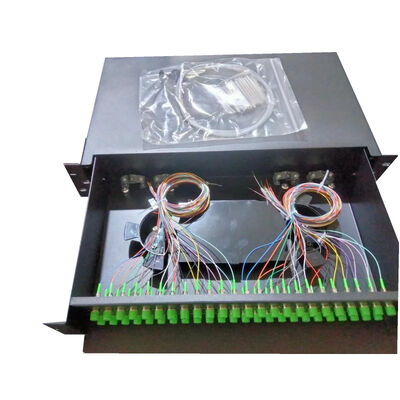 48C FC APC Sliding Rack Mount Optical Patch Panel Dengan G652D/G657A1