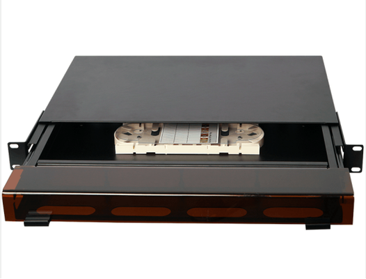 1U 96 Core MTP MPO -LC Patch panel ODF Chassis enclosure Jenis geser dengan penutup debu untuk 4 kaset