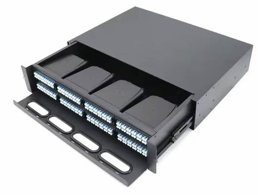 2U 192 Inti MTP MPO - Panel Patch LC ODF Sasis Enklosur Tipe Geser untuk 8 Kaset