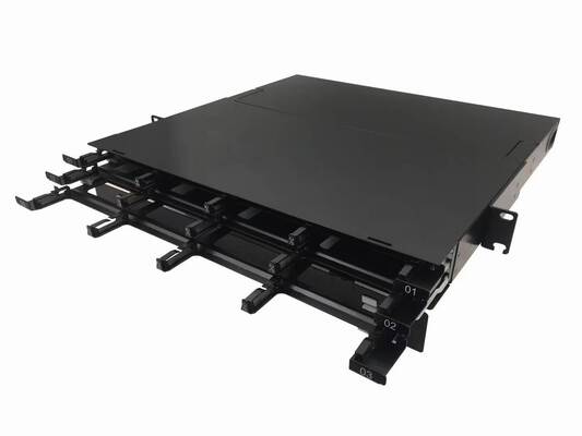2U 288 Core MTP MPO -LC Patch panel ODF Chassis enclosure Jenis geser untuk 24 kaset