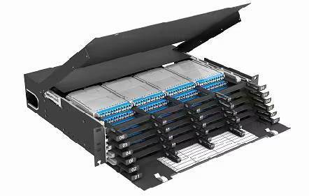 2U 288 Core MTP MPO -LC Patch panel ODF Chassis enclosure Jenis geser untuk 24 kaset
