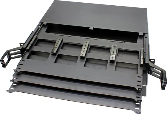 1U 144 Core MTP MPO -LC Patch panel ODF Chassis casing Jenis geser untuk 12 kaset