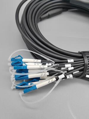 Kabel Patch Serat Lapis Lapis 6 12 24 Serat LC SC Konektor OS2 Mode Tunggal 5.0mm Kabel Luar Ruangan Hitam